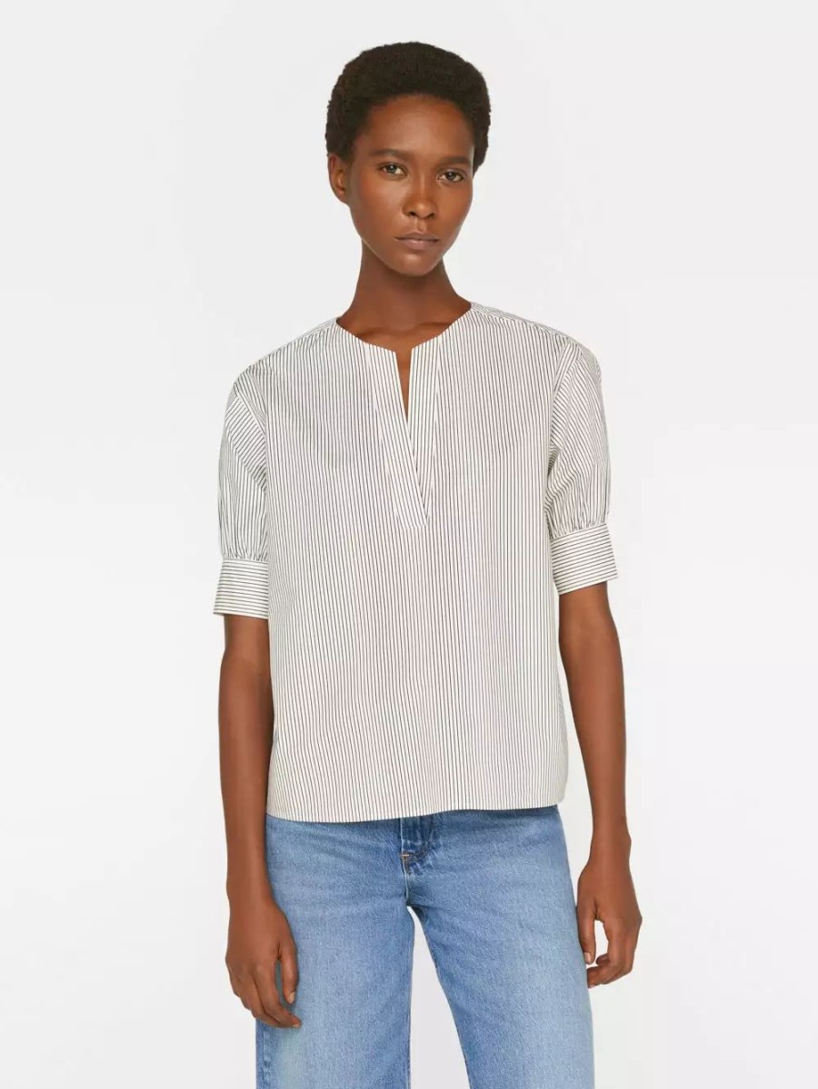 * Frame Denim V-Neck Popover Top — | Tops & Blouses