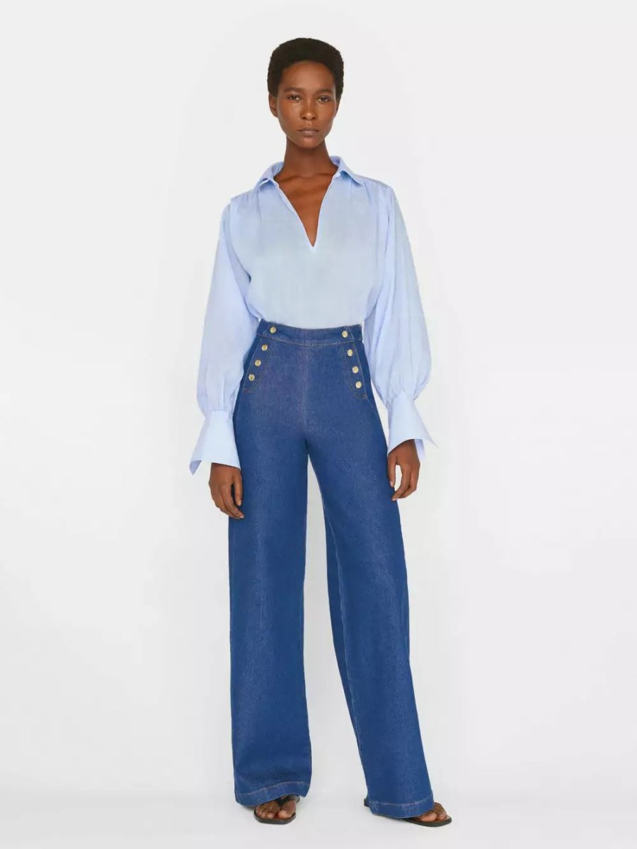 * Frame Denim Sailor Snap Wide Leg — | Denim By Fit