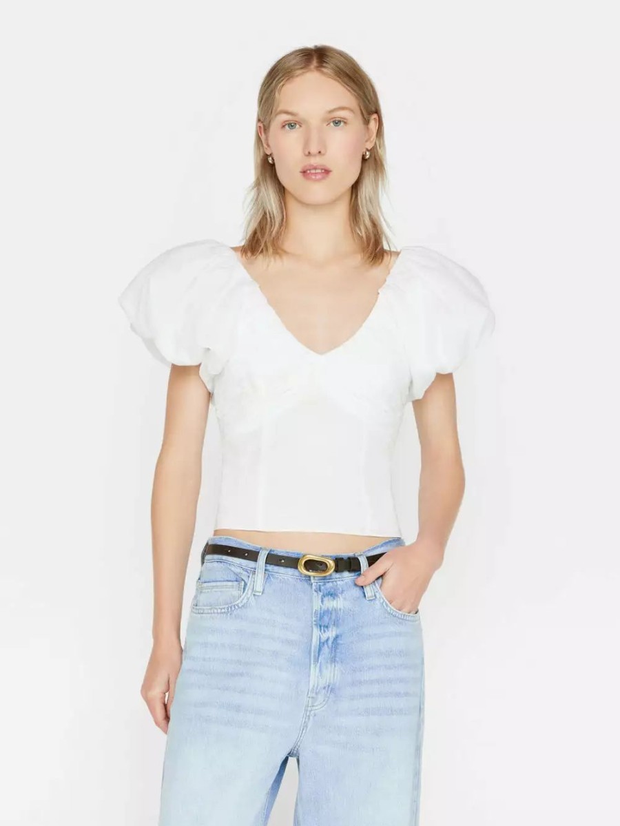 * Frame Denim Puff Sleeve Top — | Tops & Blouses