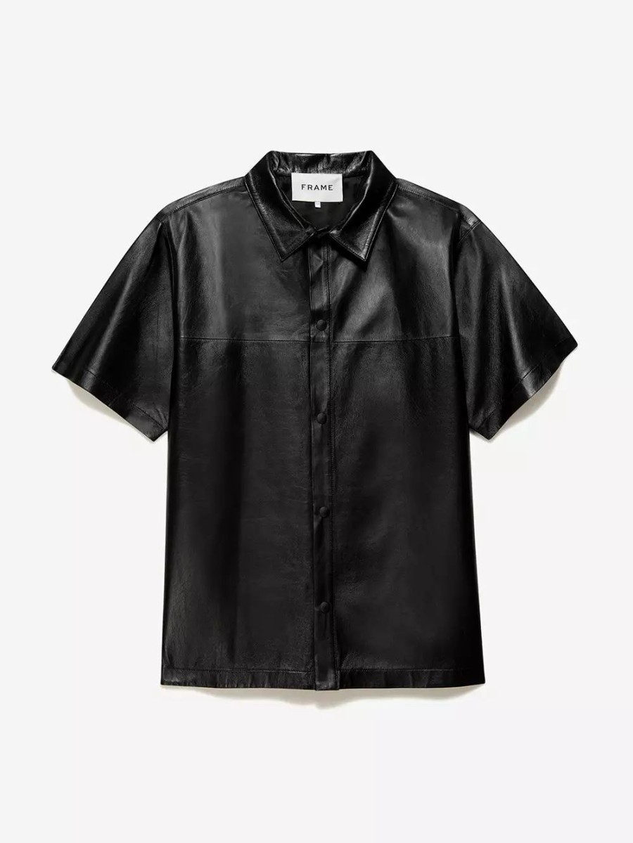 * Frame Denim Short Sleeve Leather Shirt — | Men'S