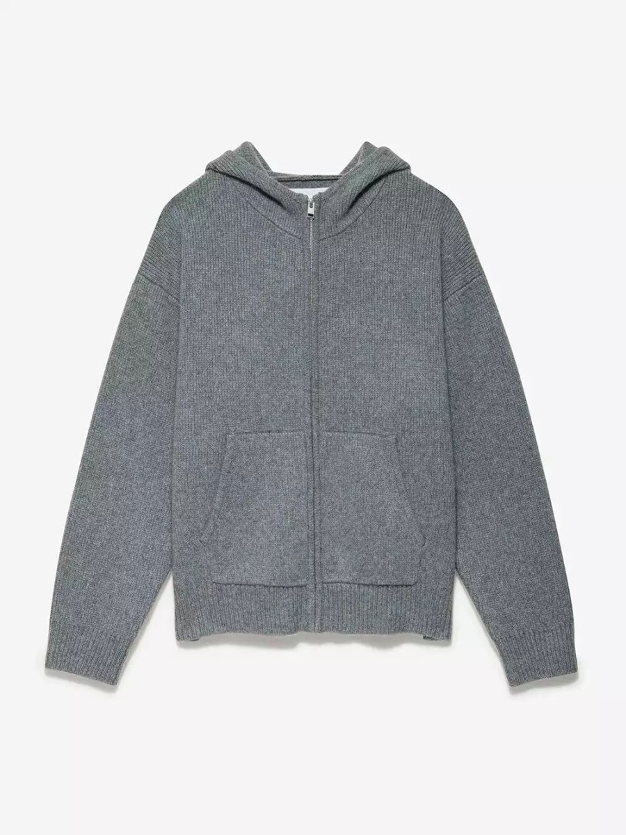 * Frame Denim Heavyweight Cashmere Full Zip Hoodie — Warm Grey | Men'S