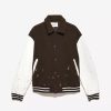 * Frame Denim Hand Painting Varsity Jacket — Espresso Ecru Sleeves | Men'S