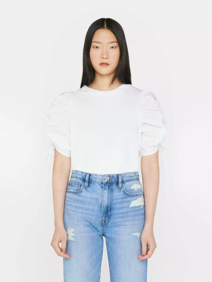 * Frame Denim Ruched Tie Sleeve Tee — | Tops & Blouses