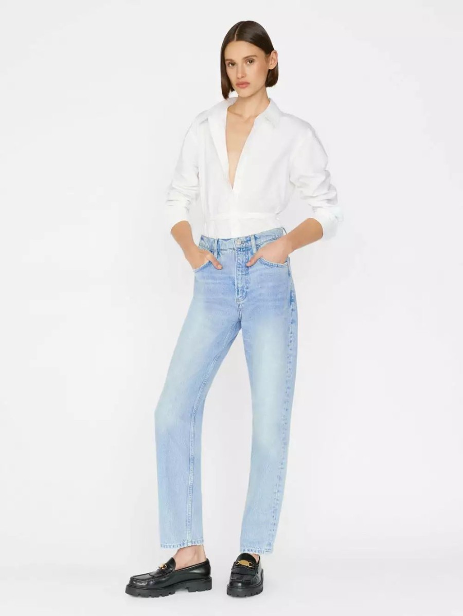 * Frame Denim Slit Back Waist Tie Shirt — | Tops & Blouses